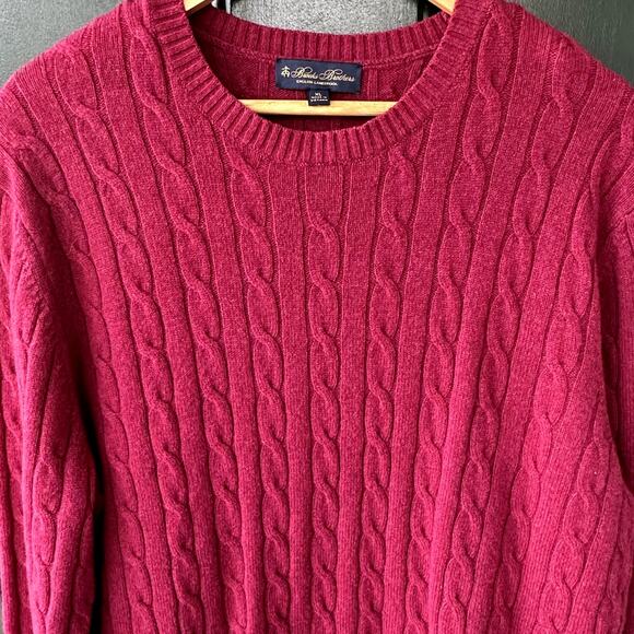 Brooks Brothers Men's XL 100% English Lambswool Cable Knit